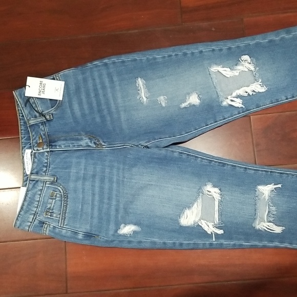 Encore Junior Jeans High Rise Destroyed Boyfriend Fit Size 1 Blue - Picture 3 of 12